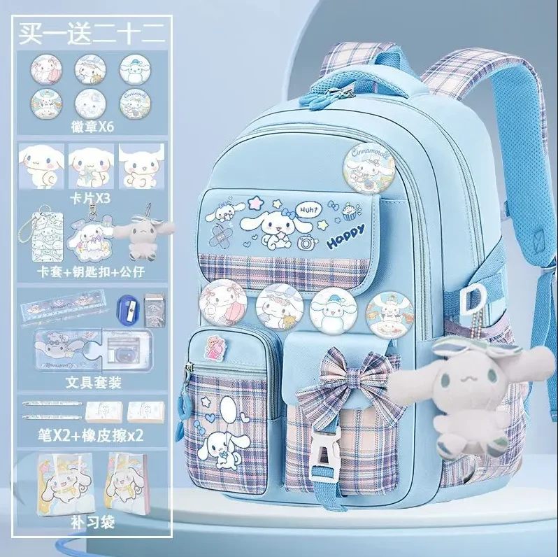 

2024 New Sanrio Anime Kuromi Backpacks for Children Cinnamoroll Large Capacity Girls Cute Lightweight Spine-Protective Backpack