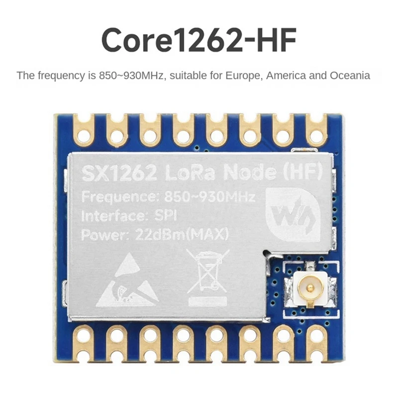 Waveshare Core1262-HF Lora Module Remote Communication Sx1262 Anti-Interferentie Lora Chip Module Voor Sub Ghz Hf Band