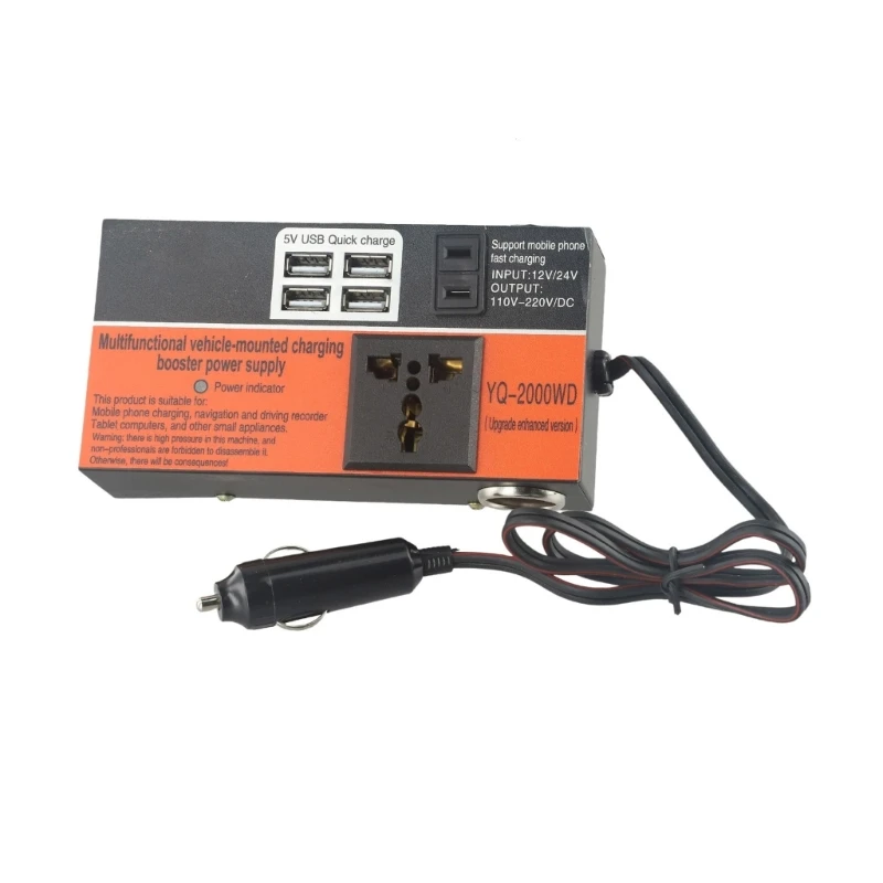 Multifunction Intelligent Vehicle Car Power Converter 12V/24V To 110V/220V, 1500W Inverter With Multiple Safety Features GTWS