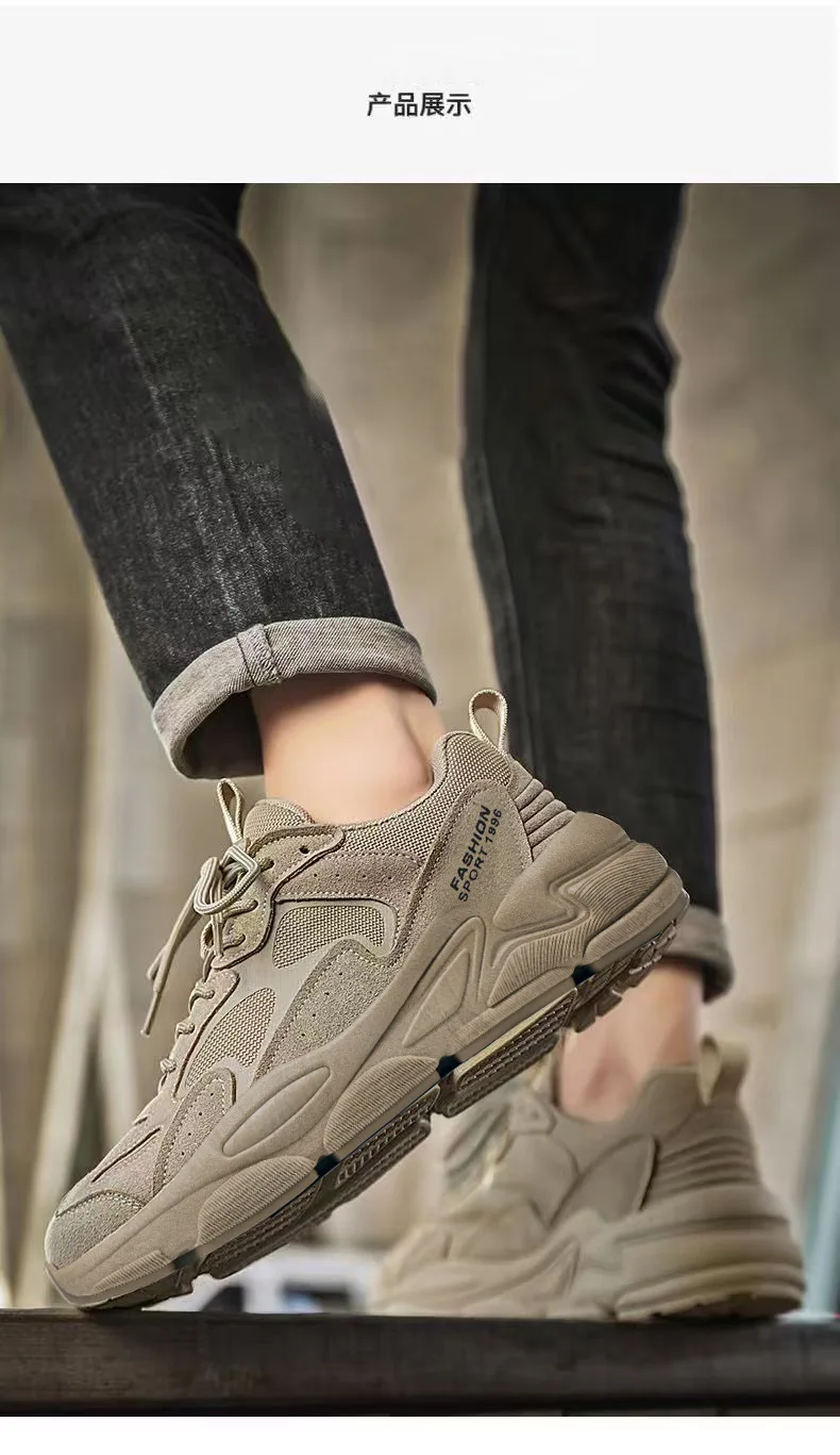 2026 Summer Men's unky Dad Sneakers Breathable Mesh Casual Shoes Thick Sole Streetwear Footwear