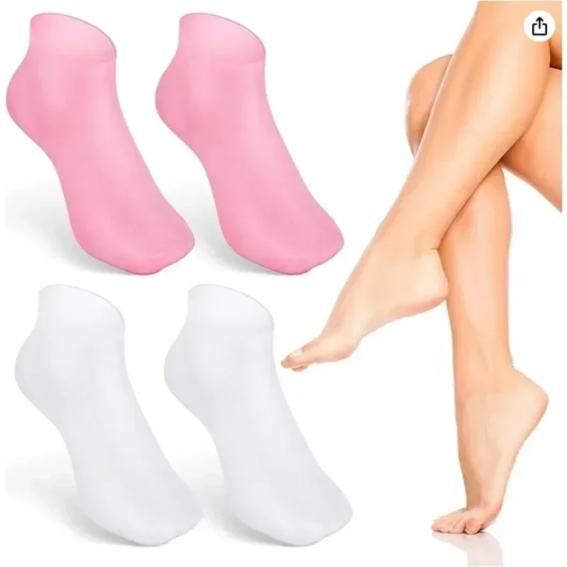 3Pair Silicone Moisturizing Socks with Exfoliating Gel for Heel Cracked Skin Callus Removal Pain Relief Foot Care Protector SPA