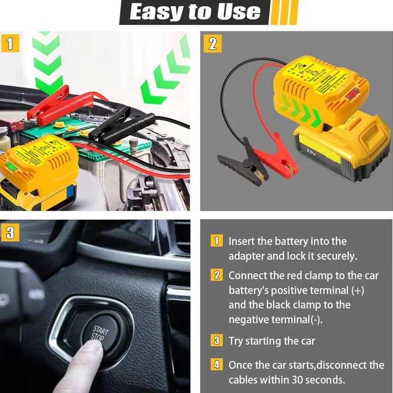 Imagem -05 - Carro Li-ion Bateria Jump Starting Adapter Auto Booster Cabos Jumper Cabos Acessórios para Makita Dewalt Milwaukee 18v 20v Novo