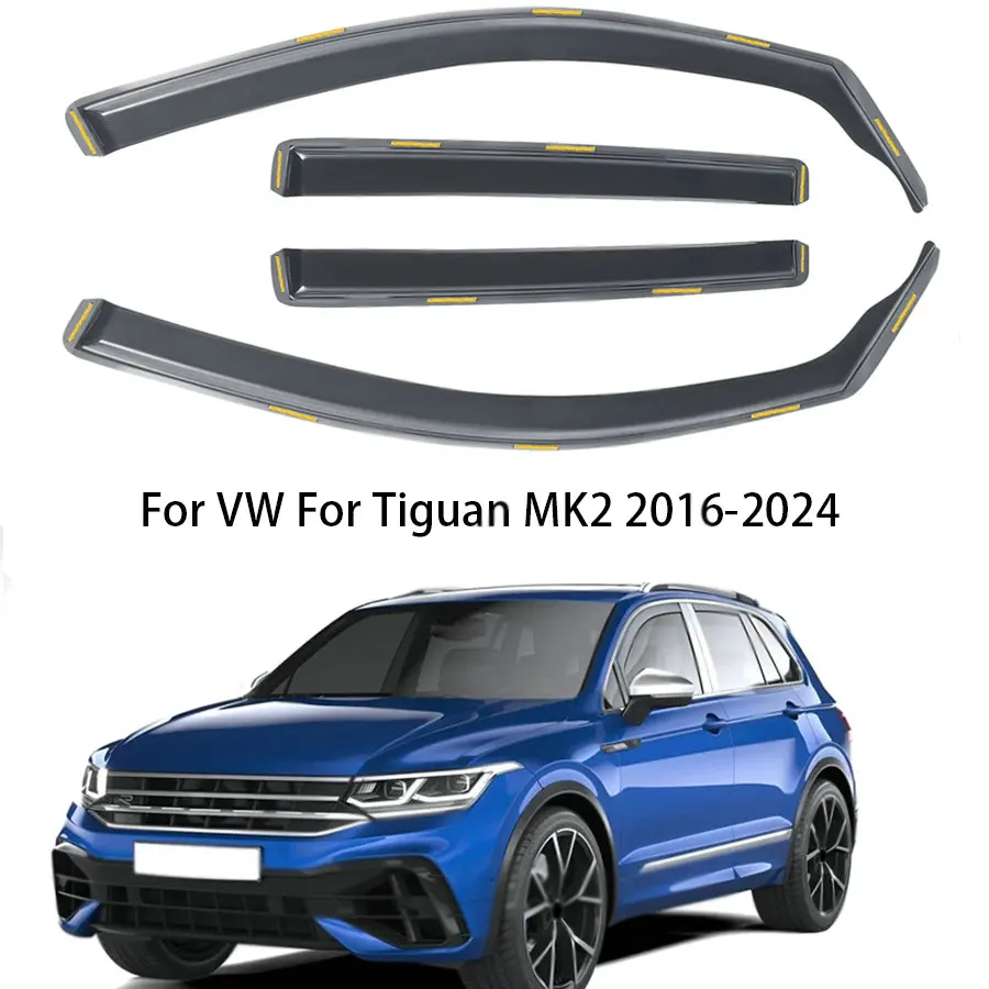 4pcs Wind Deflectors In-Channel For VW For Tiguan MK2 2016-2024
