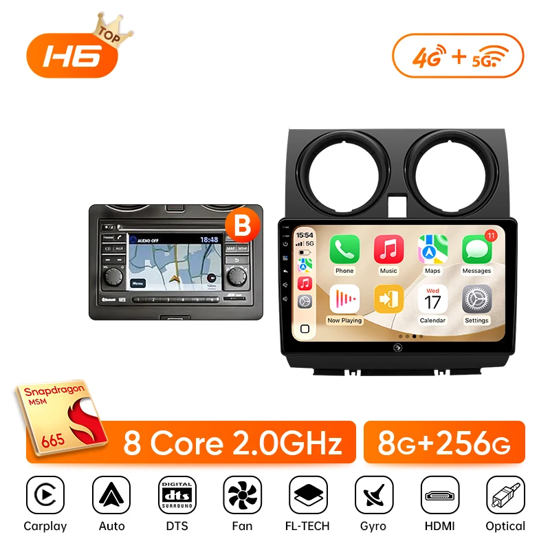 Ainavi Auto Multimedia Speler voor Nissan Qashqai J10 2005 2006 2008 2010 2012 2014 2015 Radio Draadloze CarPlay Android Auto 2Din
