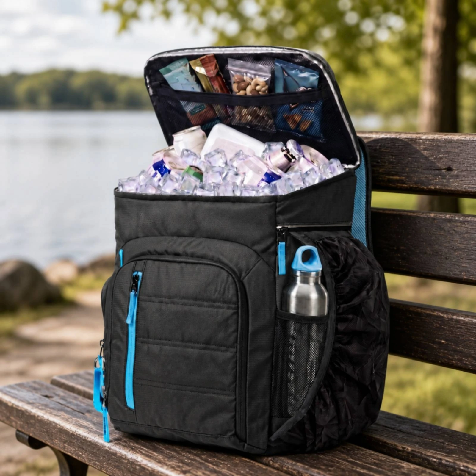Insulated Cooler Backpack with Leak-Resistant Interior Leakproof Cooler Backpack Bag Long-Lasting Multi-Compartment for Picnics