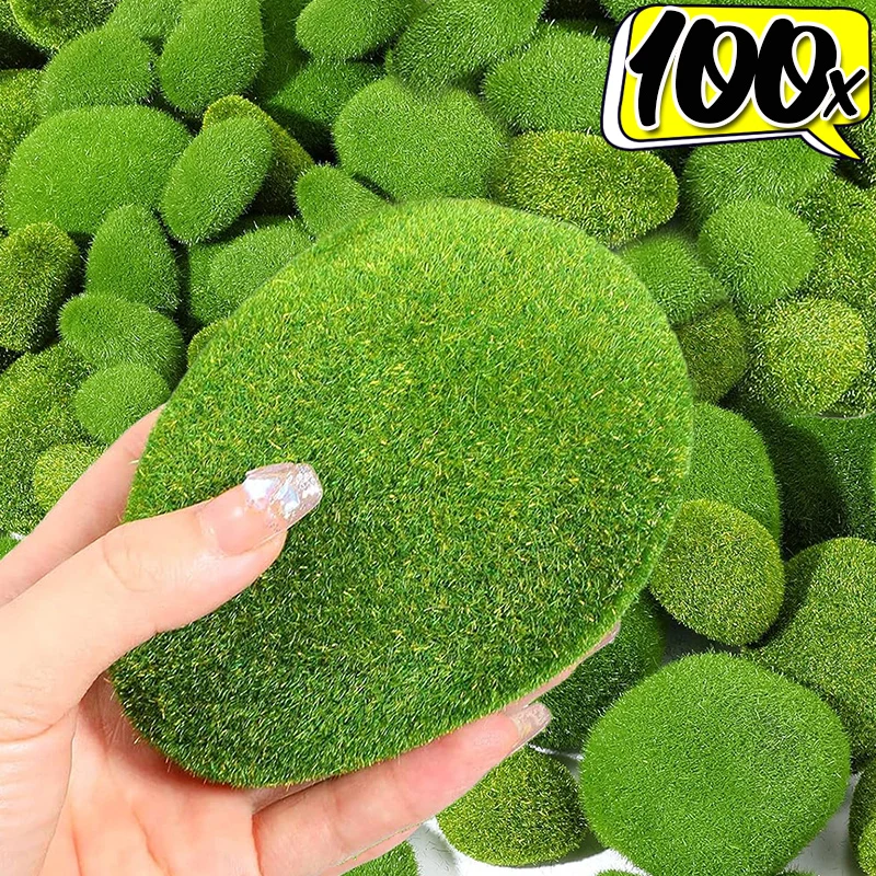 Artificial Moss Rock Fake Green Moss Balls, Artesanato DIY, Micro Paisagem Pot Decor, Home Garden Simulation Plants, Atacado, 5 pcs, 100pcs