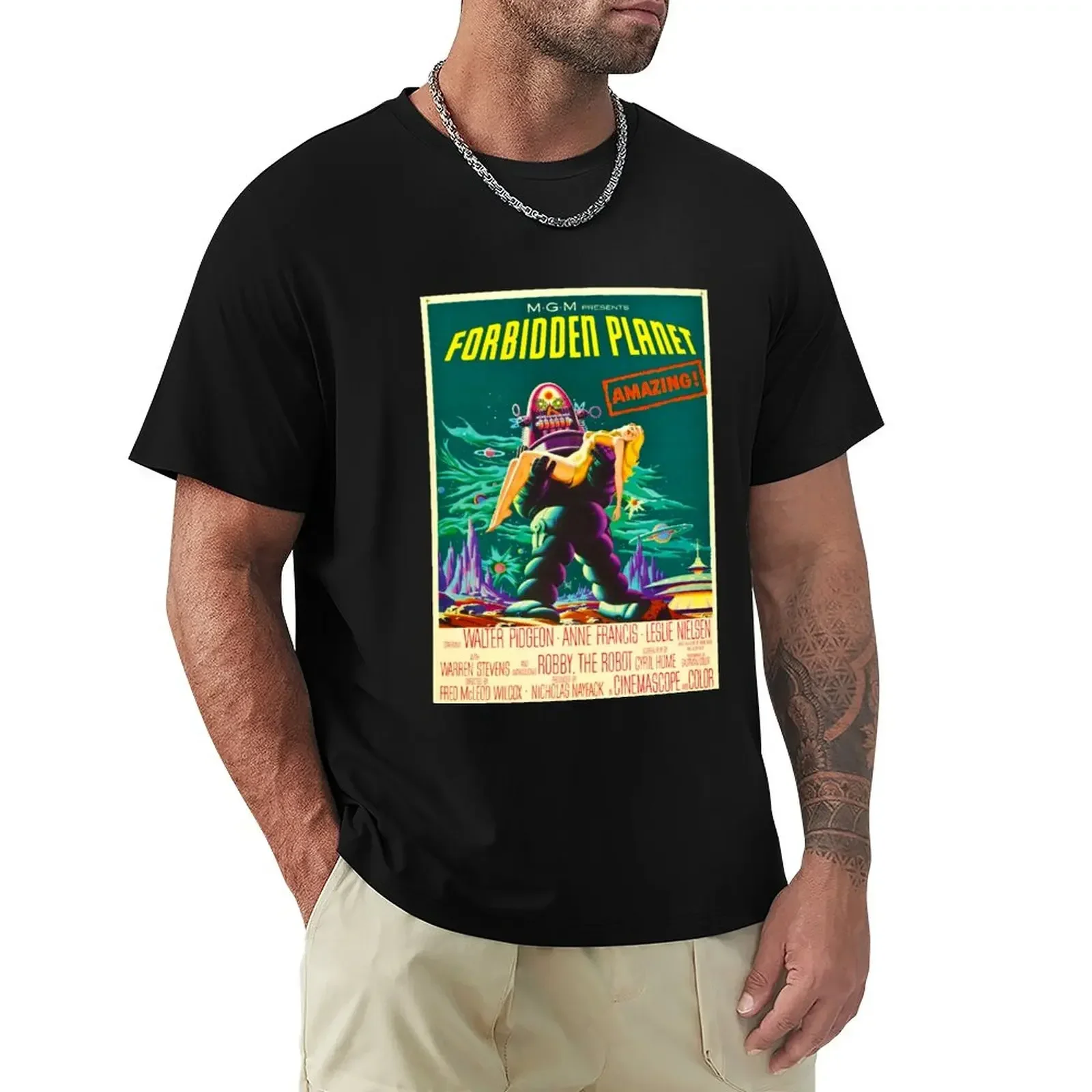 Forbidden Planet 1956 Movie Poster T-Shirt plain vintage fitted t shirts for men