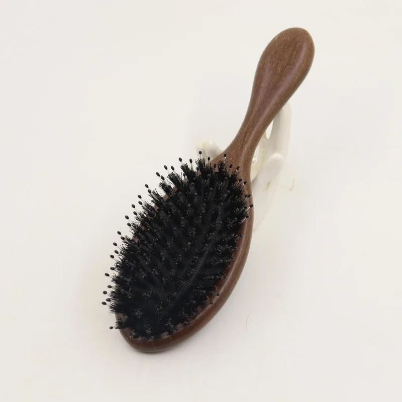 Pettine a cuscino d'aria con setole di cinghiale in legno di sandalo: massaggio del cuoio capelluto e pettine meridiano, capelli lisci, aggiunge volume, perfetto per l'uso domestico.