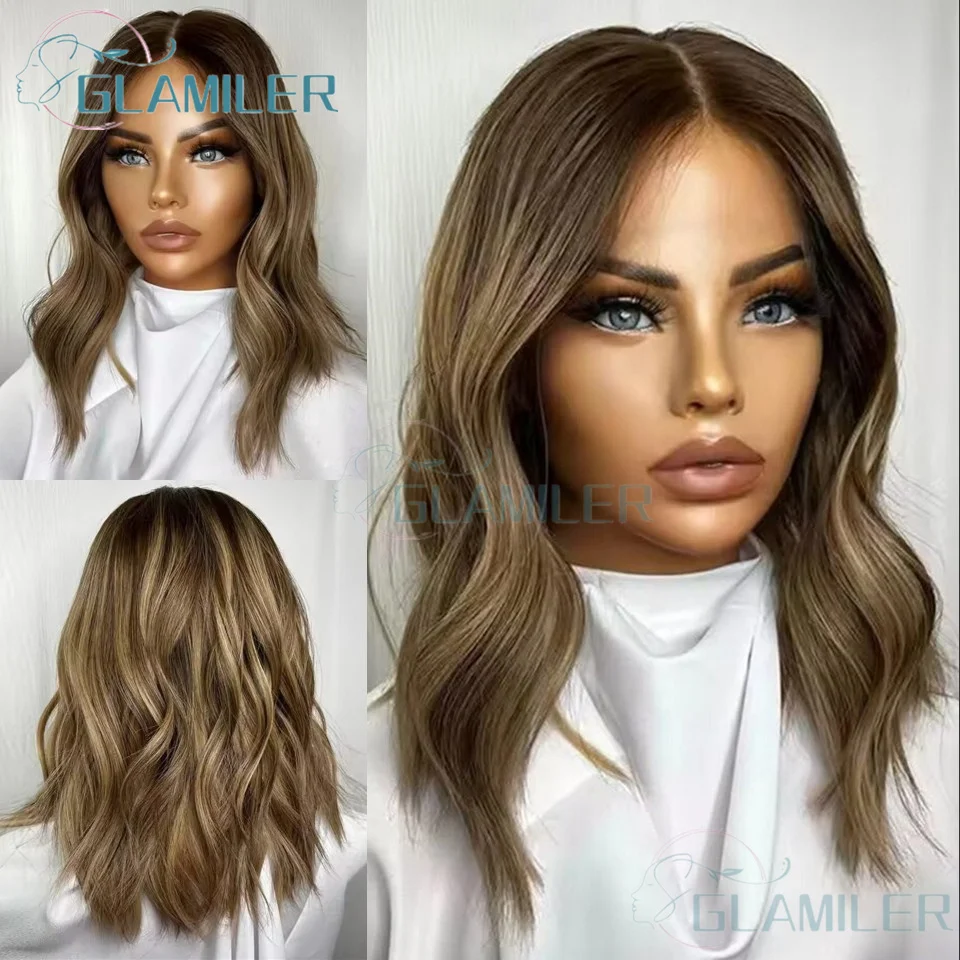 

#4/27 Brown Blonde Balayaga Highlight Short Bob Human Hair 13x6 Lace Front Wigs Pre Plucked Short 360/Full Lace Human Hair Wigs