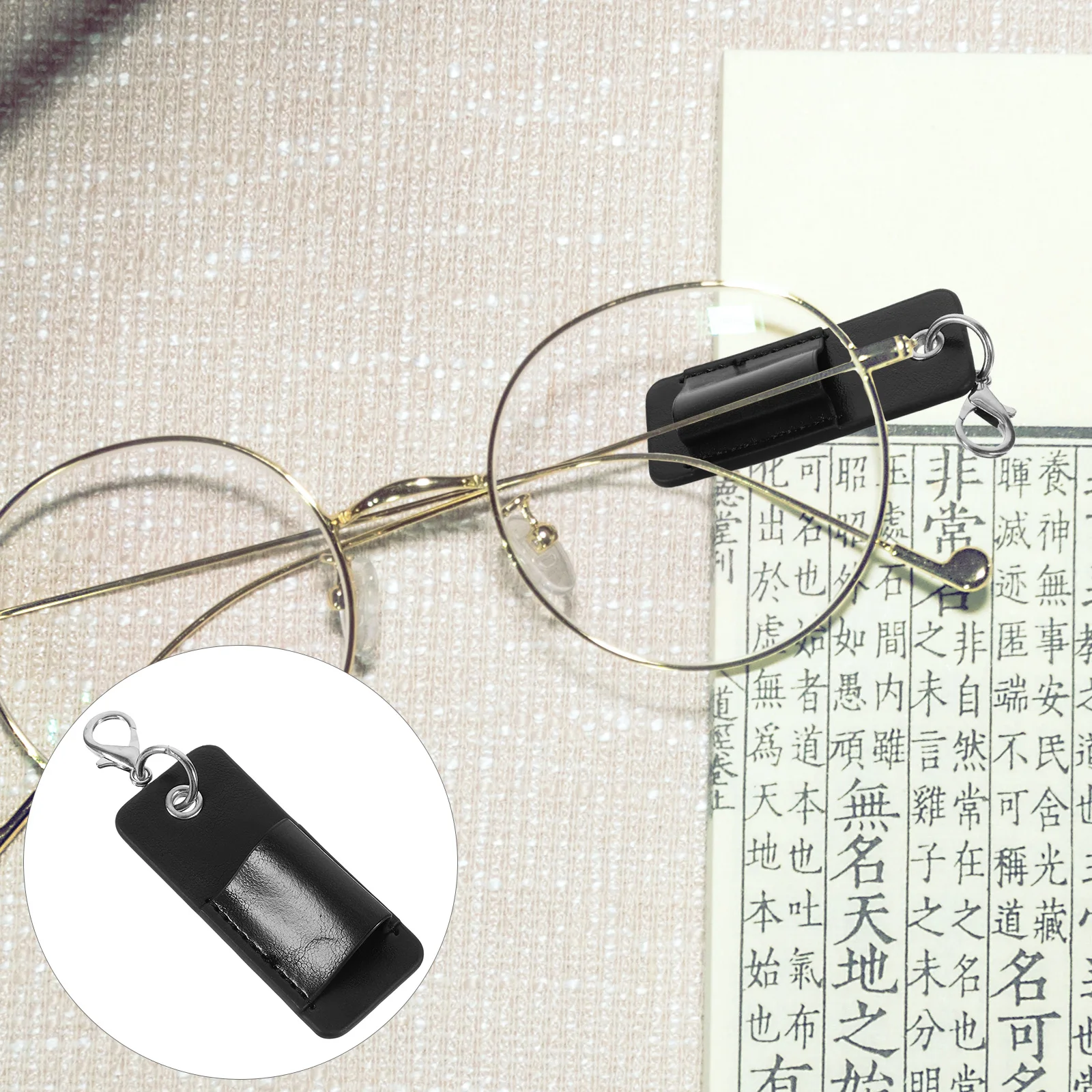 

Glasses Hanger PU Metal Portable Eyeglasses Sleeve Sunglasses Storage Sleeve Pen Holder Scratch Protection Eyewear Organizer