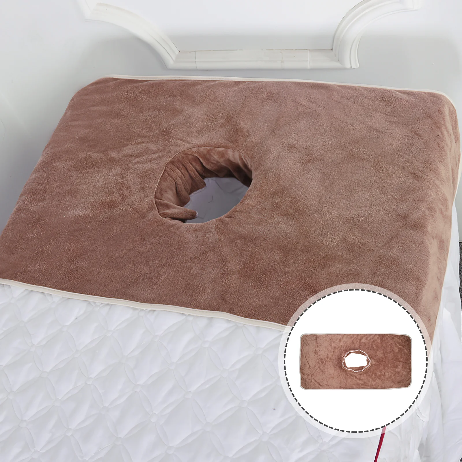 

Полотенце с отверстием для лица Коричневый массажный коврик премиум-класса для использования в спа-салоне Удобное, приятное для кожи, гигиеническое лицо