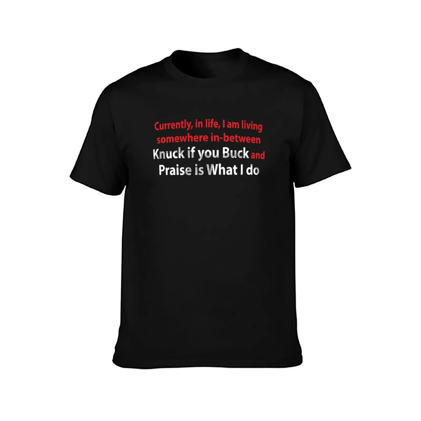 Currently in life I am living somewhere in between knuck if you buck and praise is what I do TShirt T-Shirt