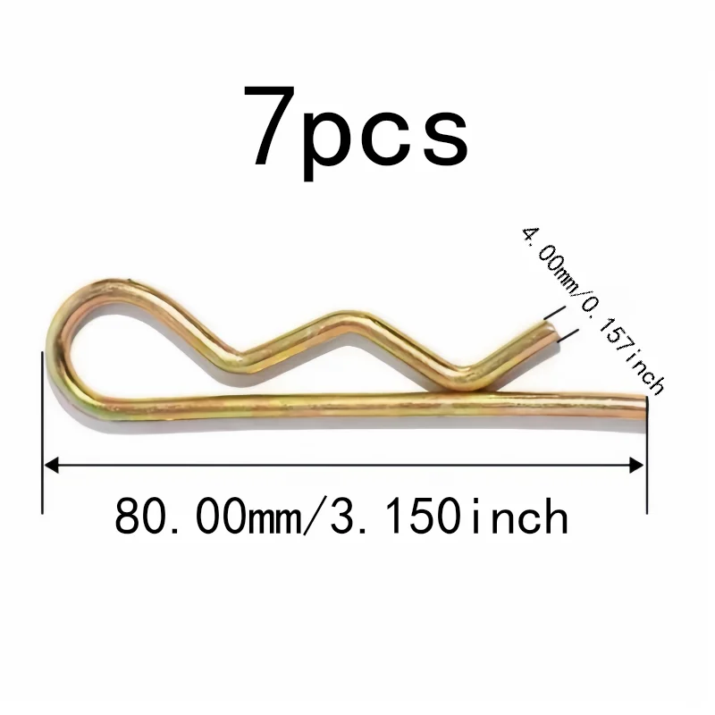 7 pcs 4*80mm M4 M4*80mm R-Clip Cotter Pins with Rust Resistant Steel, Multipurpose Versatile Durable