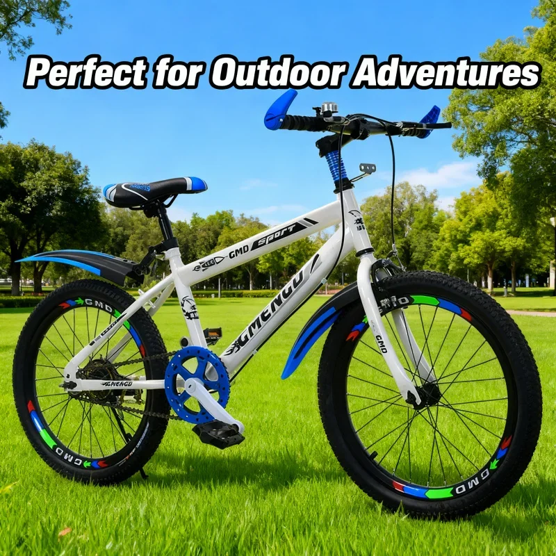 دراجة جبلية زرقاء للأطفال ذات سرعة واحدة مقاس 20 بوصة 22 بوصة مناسبة لطلاب المدارس الابتدائية للأولاد بعمر 6-10 سنوات #2