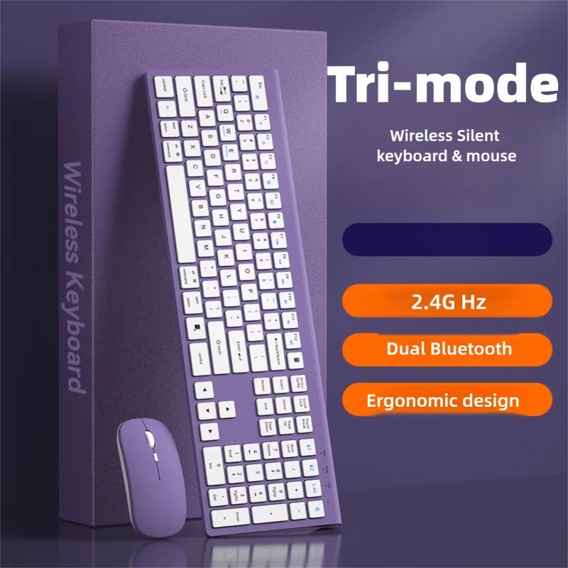 Wireless Keyboard & Mouse Set Bluetooth Dual-mode Keyboard 2.4G  Light Weight Protable Low Noise Long Battery Life For Office