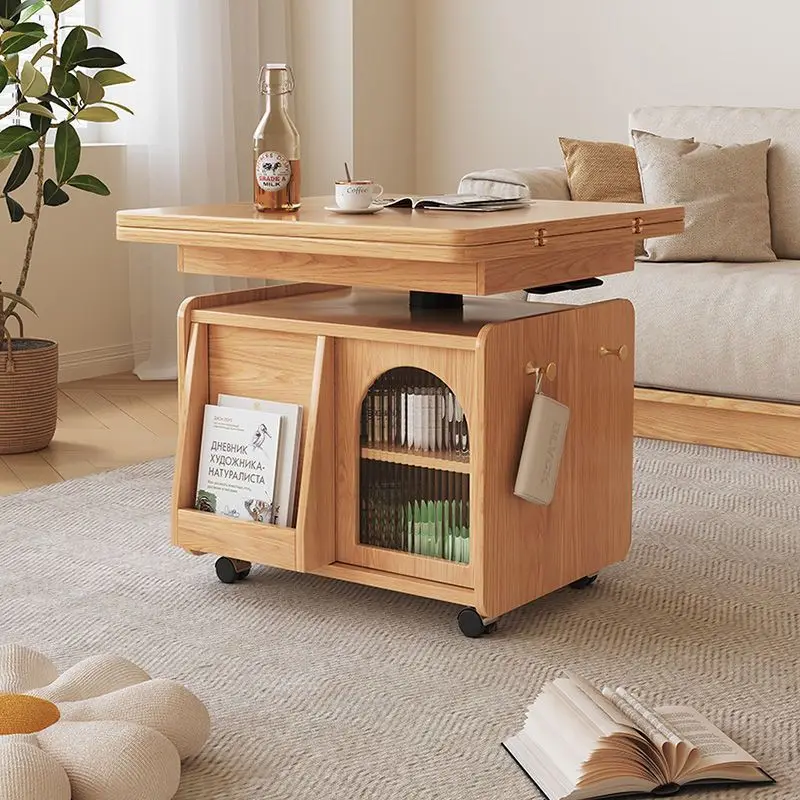 

Lifting coffee table multi-function movable folding dining table mobile cart small apartment can be lifted
