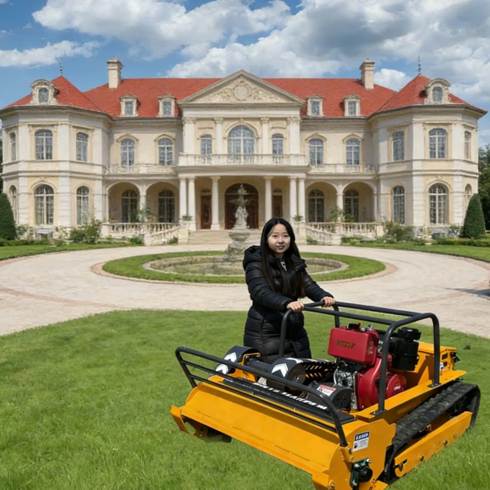 Customized Remote Lawn Mower with Auto Stop when Encountering Obstacles RC Lawn Mower with Protective Fence Anti-splash