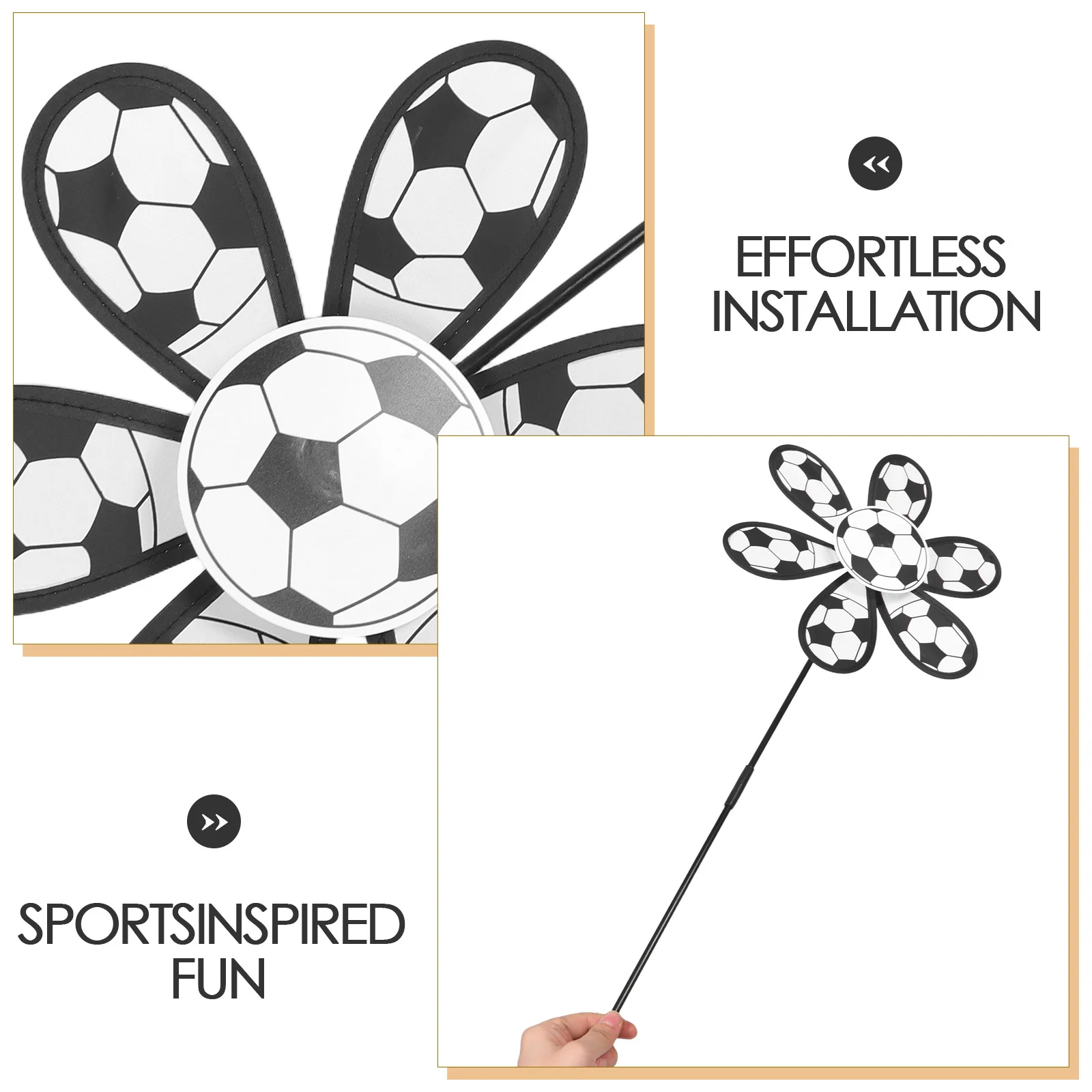 2 pçs crianças ao ar livre moinho de vento giradores de vento com estacas para crianças futebol temático catavento-jardim festa favores quintal decorativo