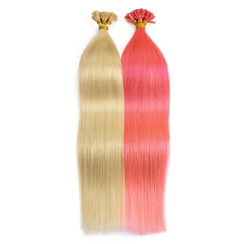 Keratin Flat Tip Hair Extensions Real Human Hair 50Pcs/Set Straight Fusion Human Hair Extension Multi-Color Free Shipping