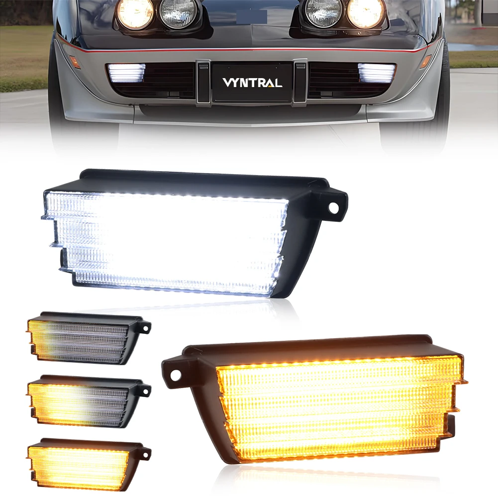2Pcs Front DRL Daytime Running Light Turn Signal Light Parking Light LED For 1975 1976 1977 1978 1979 Chevrolet Corvette C3