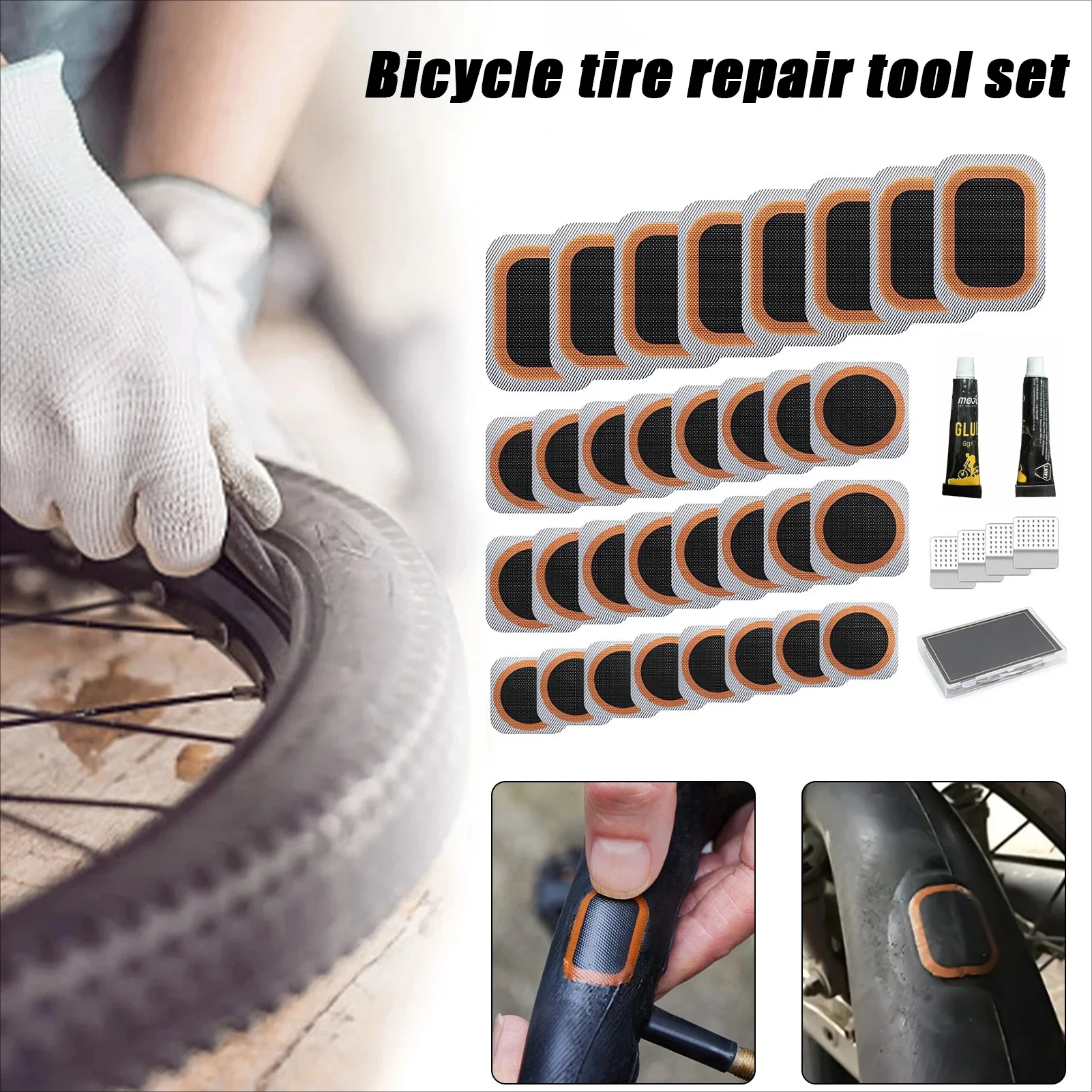 Professional Bike Tire Repair Kit - Lightweight Vulcanizing Patch Set for Bicycle Puncture, Inflatable Rubber Tires