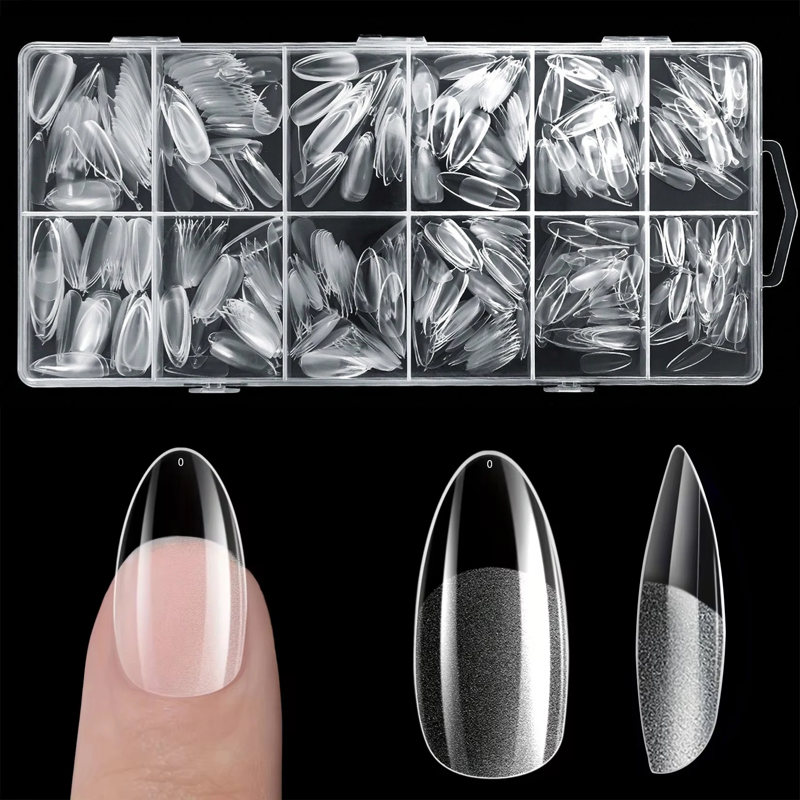 600Pcs Almond Nail Tips Half Matte Full Cover Acrylic Nails Tips Medium Gel False Nail Manicure Salon Home DIY Press on Nails