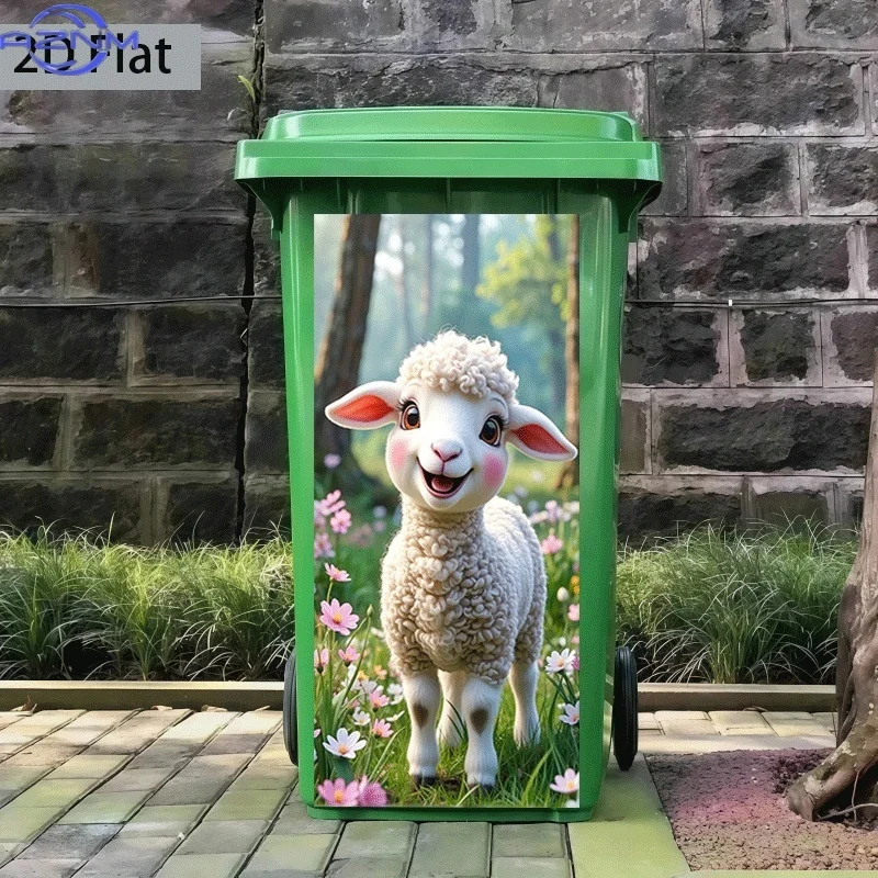 2D Printed Trash Can Makeover Decal Stylish Surface Ornament for Household Waste Bin