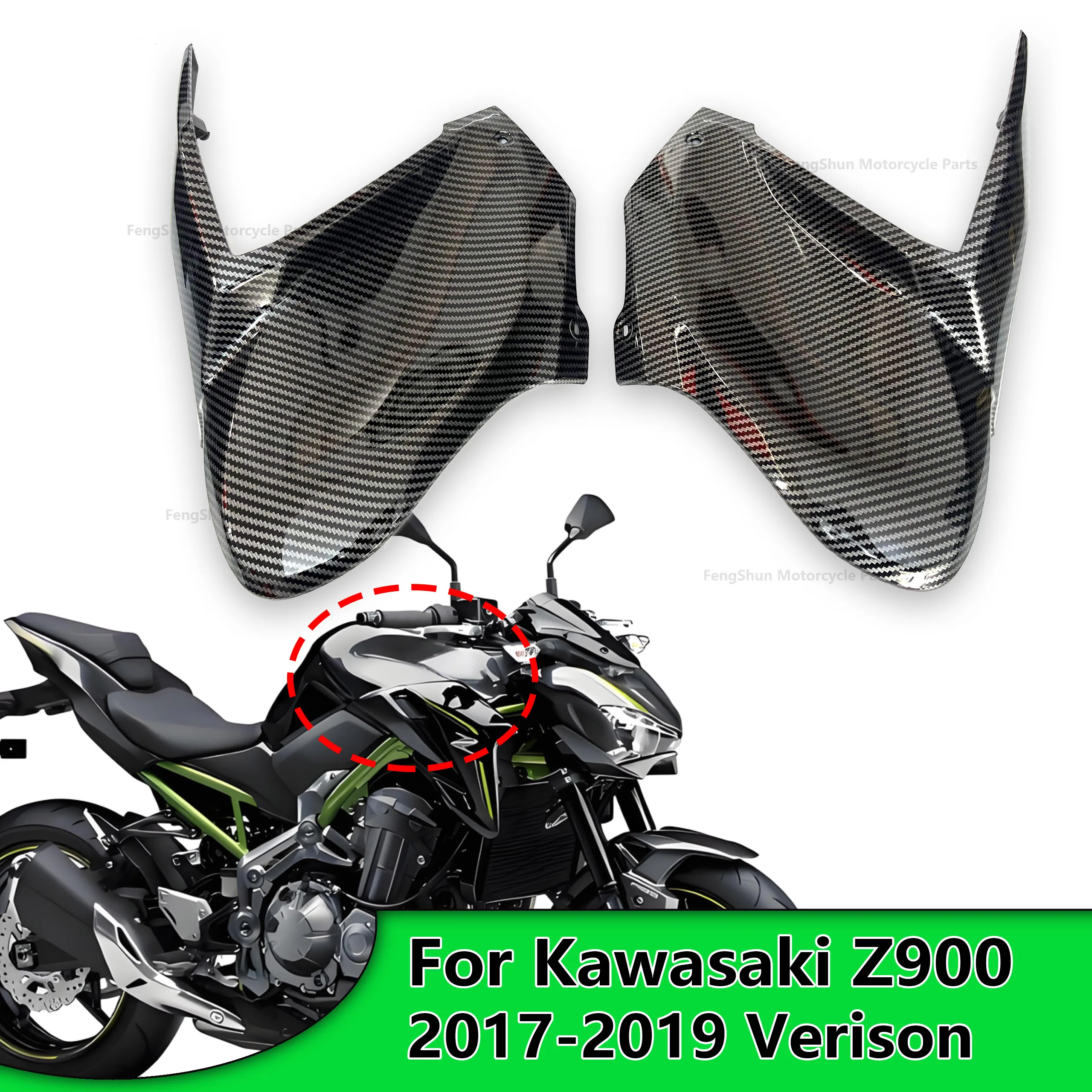 Accessori moto Serbatoio Coperchio Anteriore Pannello di Protezione Del Motore Trim Carena Cowl Lato Gas Guard Misura Per Kawasaki Z900 2017-2019