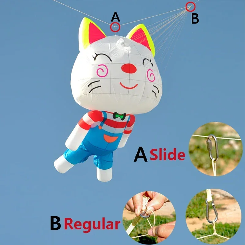 

New 3M 30D Large Inflatable Cute Cat Cartoon Soft Kite Outdoor Beach Professional Kite Easy To Fly Durable To Tear