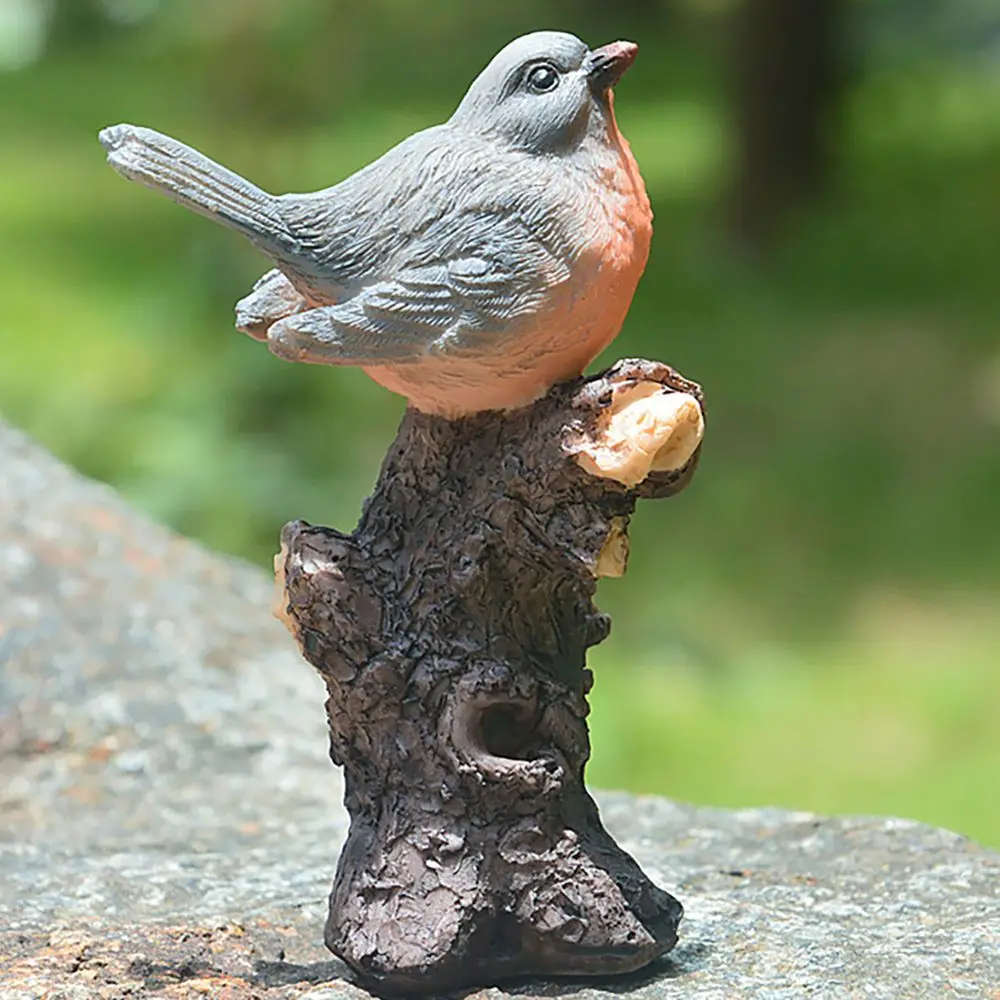 Gift Bonsai Decoration Micro Landscape Sparrow On Branch Kingfisher Figurine Lifelike Bird Statue Animal Sculpture