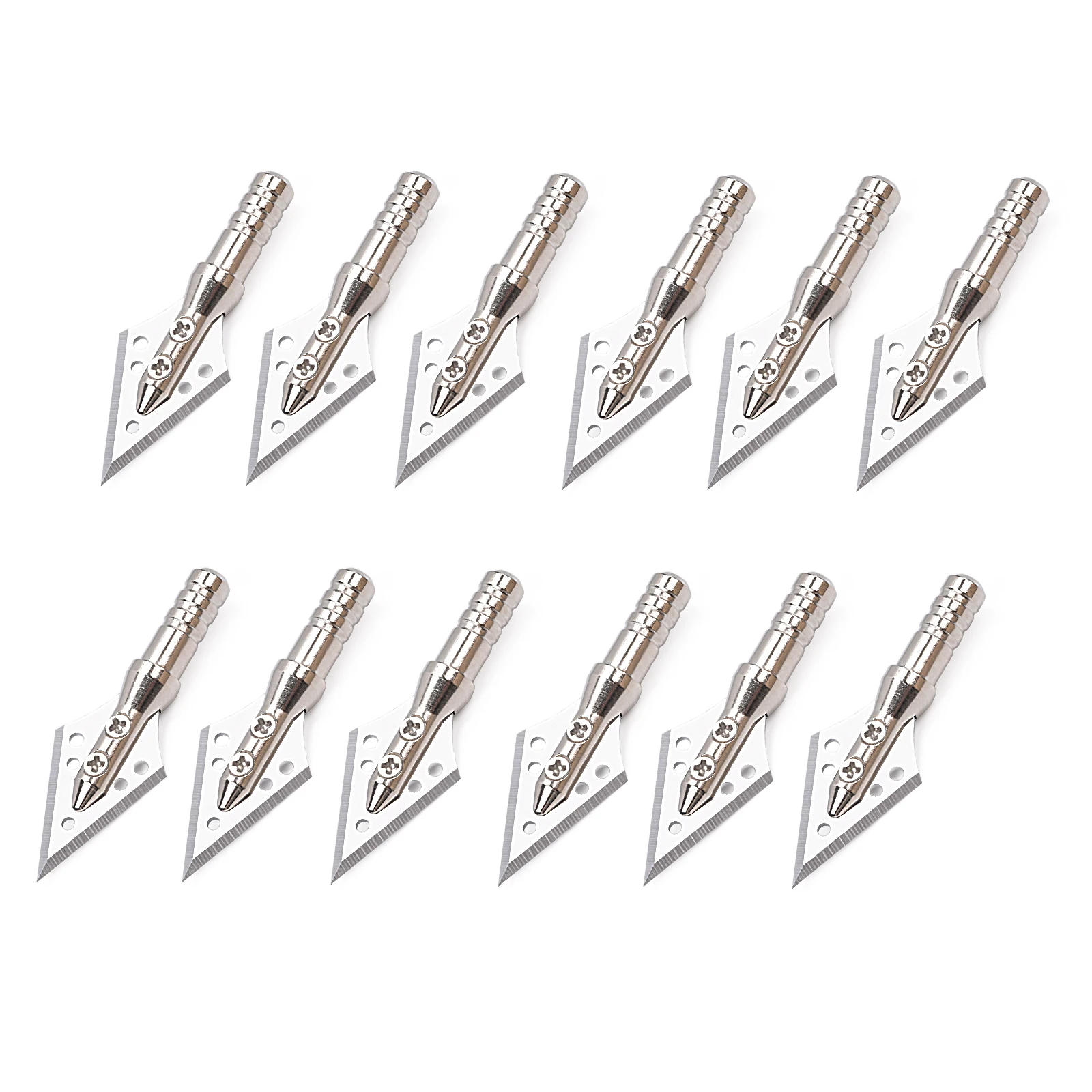 12pcs Archery Broadheads 80Grain Universal Thread 2 Fix Blade Tip Points Target For Outdoor Hunting Accessories