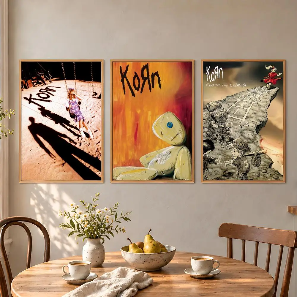 Band Korn Freak on a Leash Nu Metal Poster Aesthetic Wall Art Poster HD Waterproof PP Self Adhesive Bedroom Dorm Room Decor