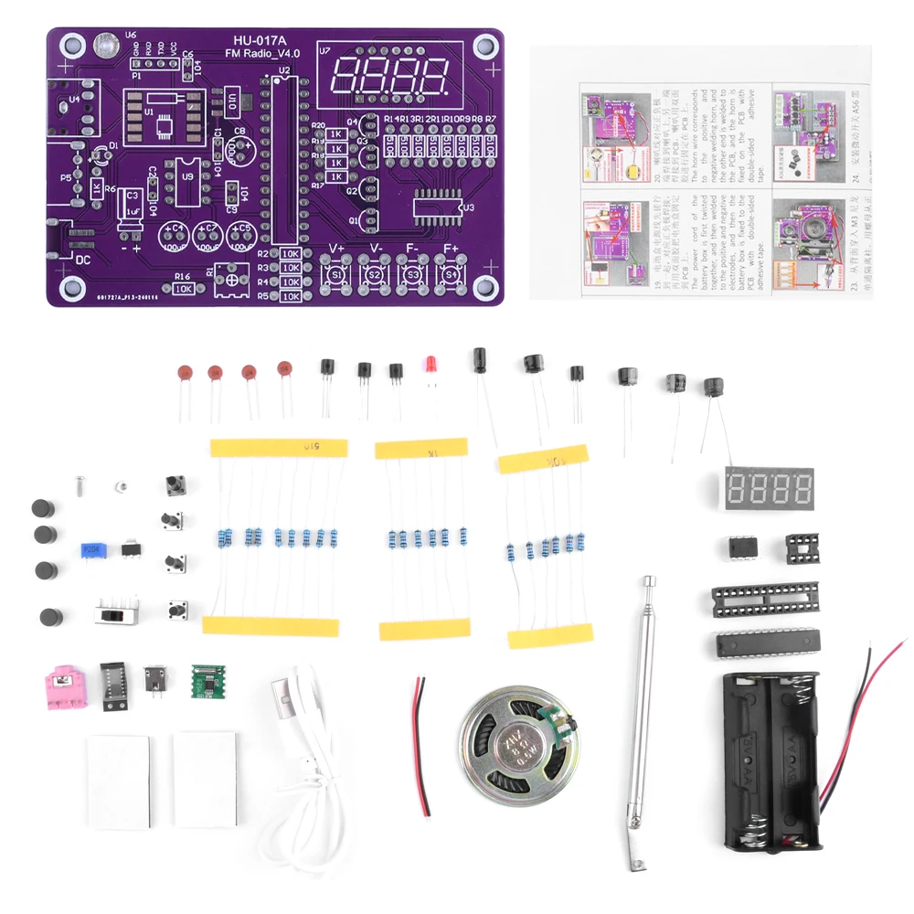 HU-017A RDA5807S Radio Kit FM Electronic DIY Parts 87-108MHz STC15W Radio Module TDA2822 Amplifier DIY Electronic Kit