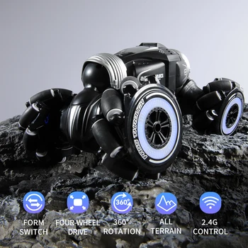 RC stunt car one-key twisting and deformation 360° rotating radio gesture induction four-wheel drive suitable for sand, rocks