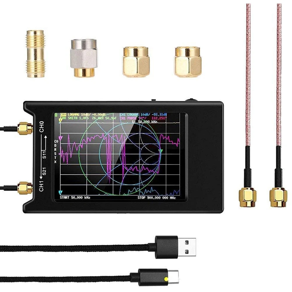 

NanoVNA-H4 4-дюймовый полноэкранный ЖК-экран 50 кГц-1,5 ГГц, VHF, UHF, UV Векторный анализатор сети