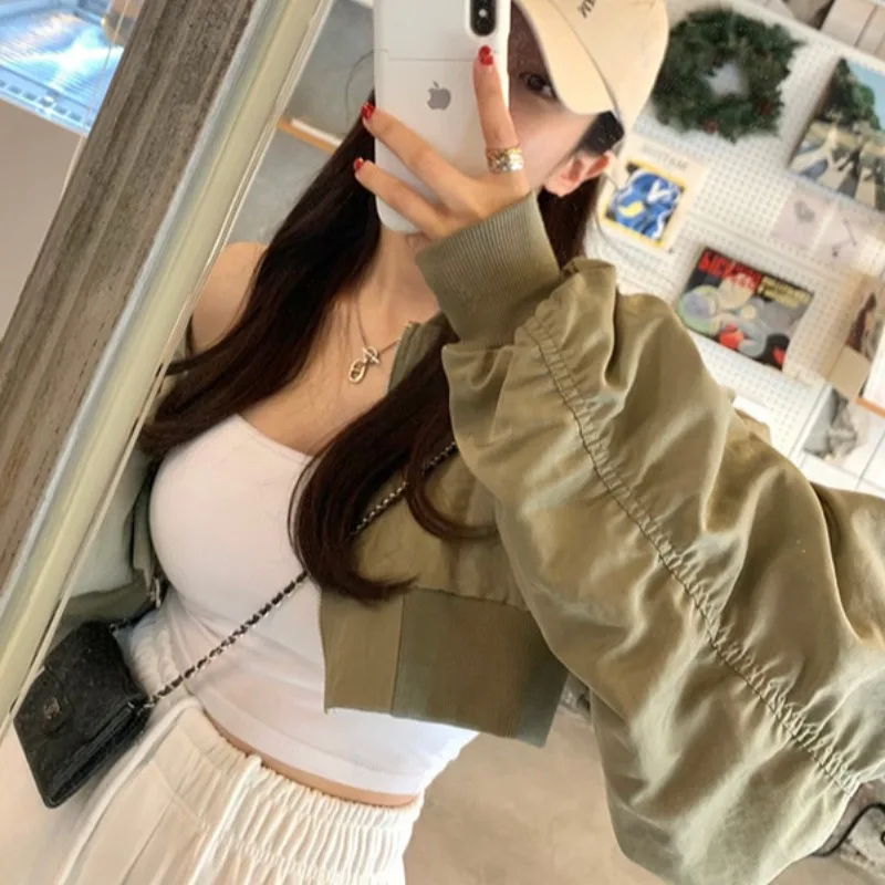 Fashionable Casual Style Short Coat Elegant Gathered Sleeve Premium Quality Women's Jacket Standard Fit Zipper Closure  ...