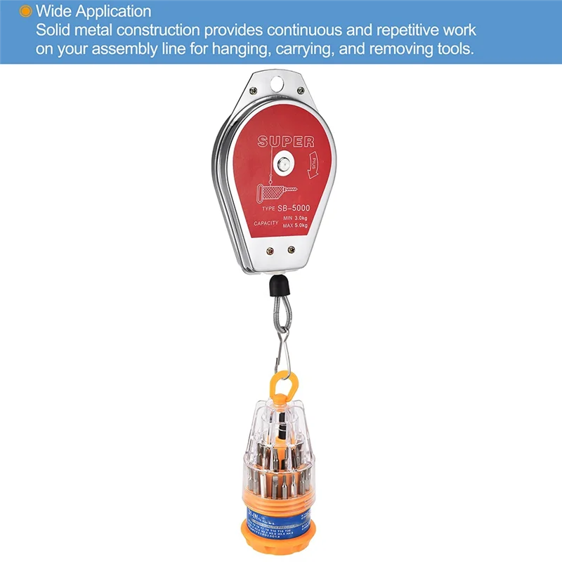 ที่ยึดเครื่องมือแบบสปริงยืดหดได้ A76X พร้อมอุปกรณ์เสริม รองรับน้ำหนัก 6.6-11 ปอนด์ (3-5 กิโลกรัม) สีแดง สำหรับอุปกรณ์แขวนในสายการประกอบ