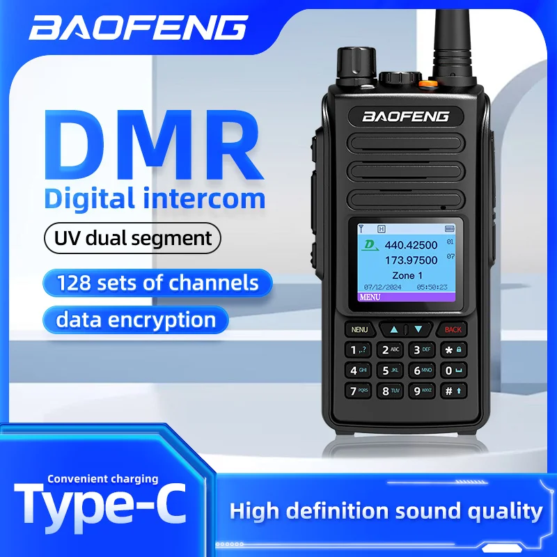 Baofeng DMR DM-1702 GPS Dual Mode Analog and Digital Walkie Talkie Tier 1+2 Dual Time Slot VHF 136-174 UHF 400-470MHz