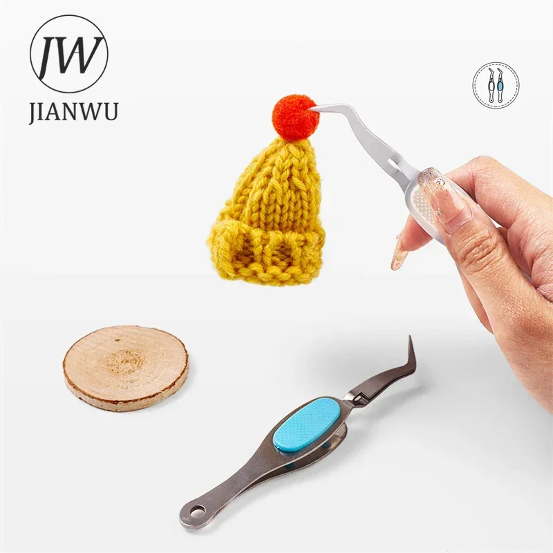 JIANWU-pinzas inversas con punta de codo, herramienta de mano, Clip, Material para diario, herramienta de Collage, diario creativo DIY, suministros para estudiantes, papelería
