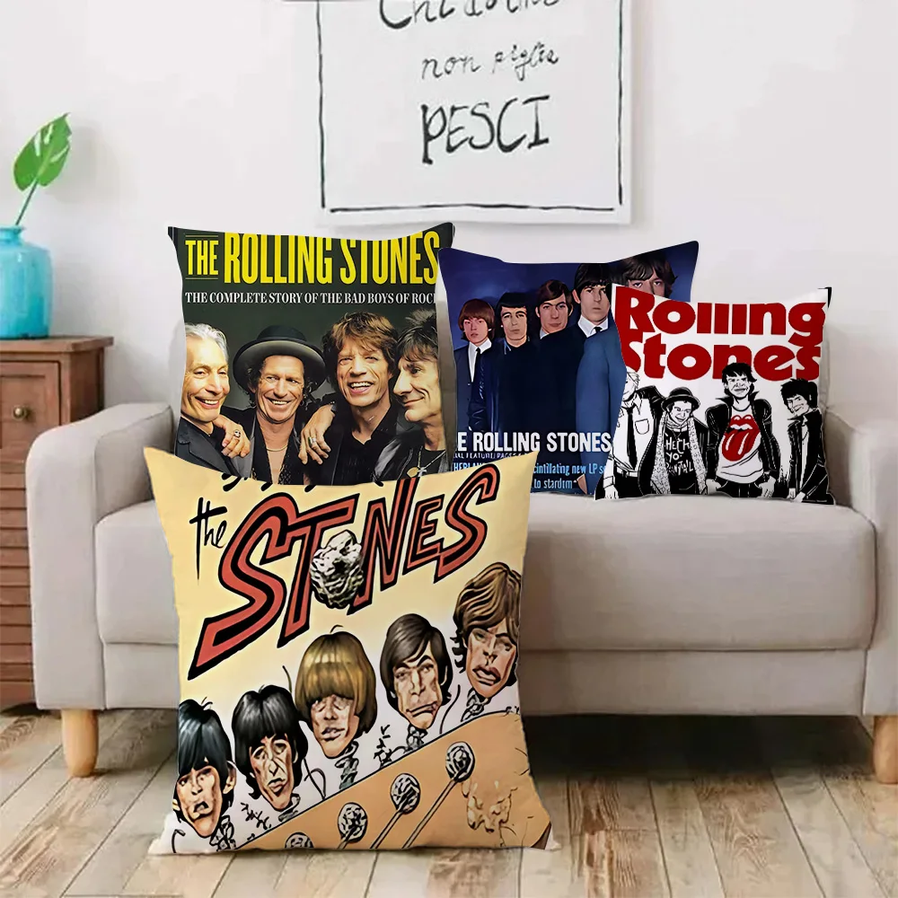 Rolling Stones Hot Band Wall Pillow Covers Cartoon Sofa Decorative Home Double-sided Printing Short Plush Cute Cushion Cover