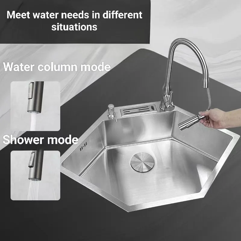 Newly Designed Kitchen Sinks Irregular-shaped Stainless Steel Kitchen Sinks Corner Home Improvement Fregaderos De Cocina ZY40SC