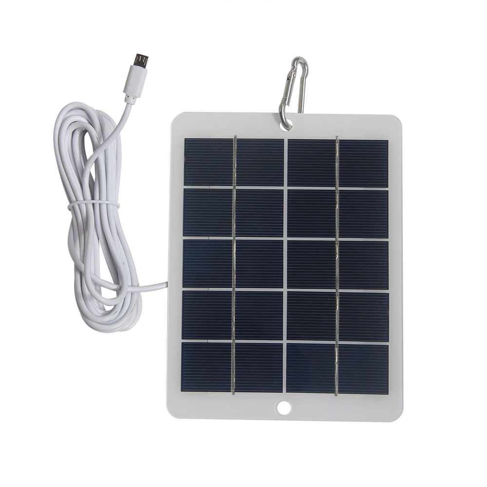 Carregador solar 5w 5v para monitoramento de segurança da câmera 3.7v-5v bateria luz painel solar carregador ao ar livre android/tipo-c/dc saída