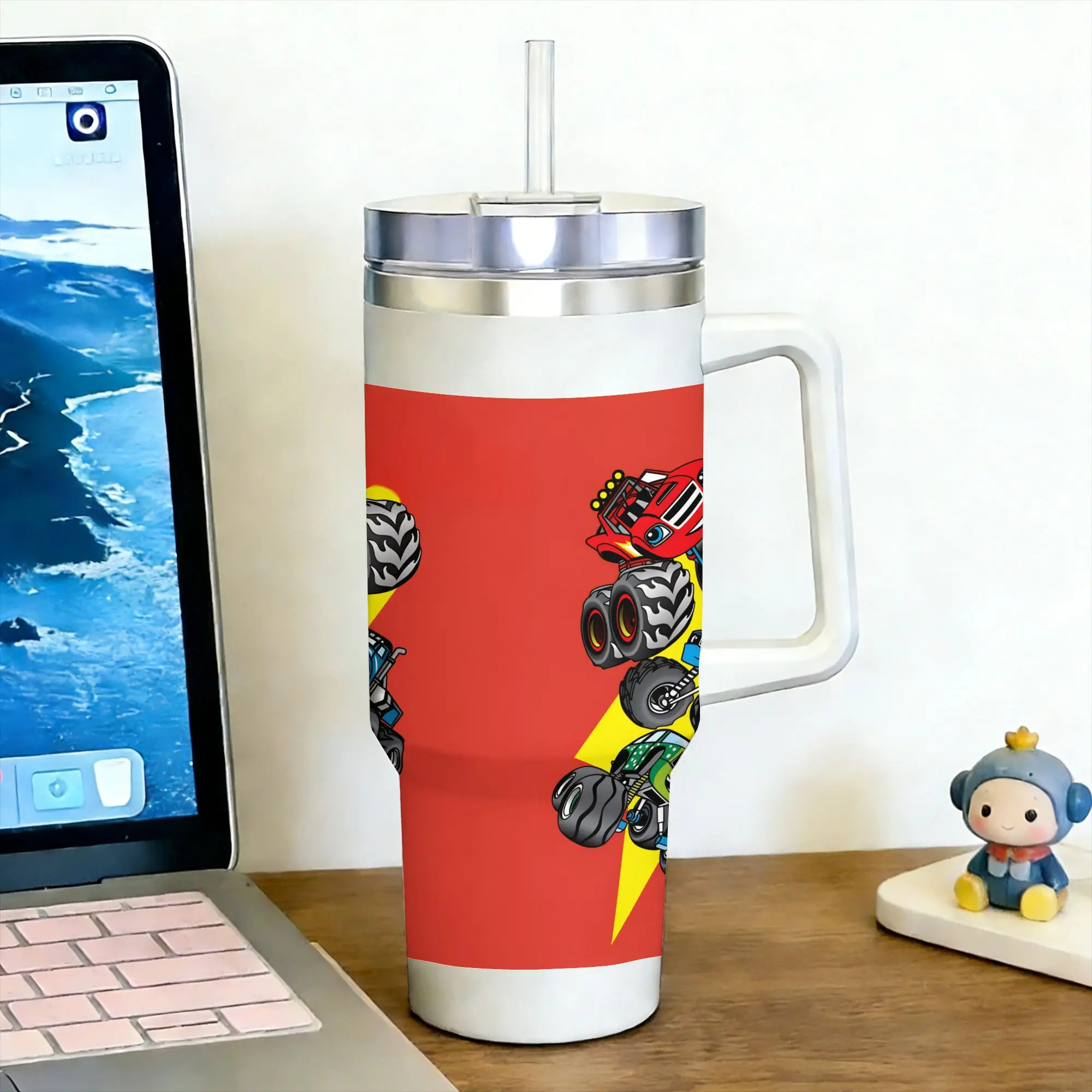 1200ML B-Blaze and the Monster M-Machines Tumbler  Hot Drinks Leakproof Water Bottle Stainless Steel Beach Mugs Cup,