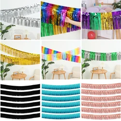 30x300CM Foil Fringe Garland Streamers Banner Wall Hanging Fringe Curtain Backdrop Banner for Wedding Birthday Party Decorations