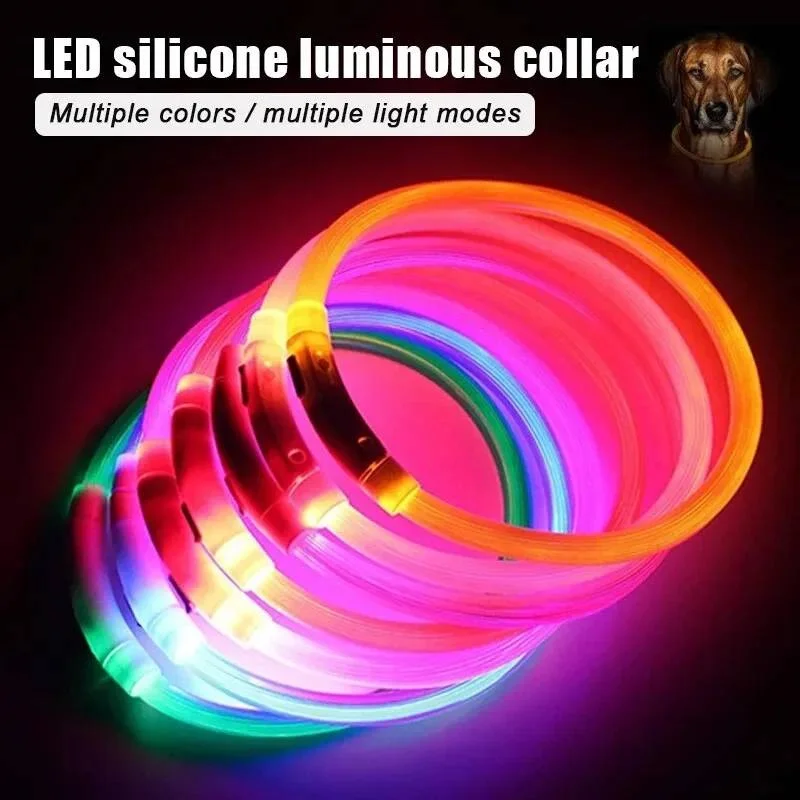 Dog Luminous Charge Collar Led Usb Cat Dogs Collars 3 Modes Detachable Night Led Glow Dog Loss Prevention Collar Pet Accessories