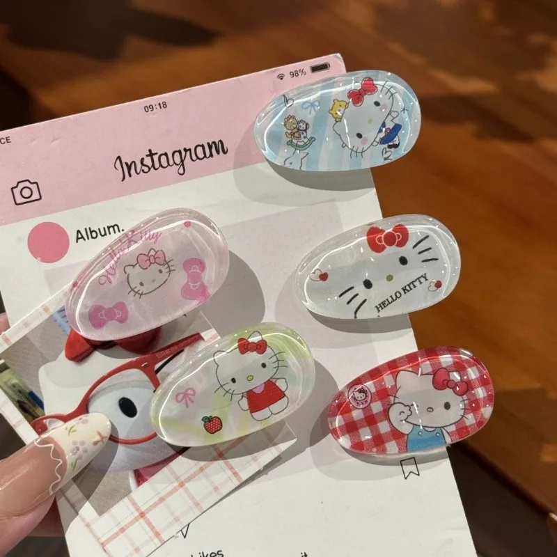 

Hello Kitty Colorful Jelly Transparent Hair Clips Sanrio Series Hair Accessories Kawaii Colorful Hair Clips Birthday Gift