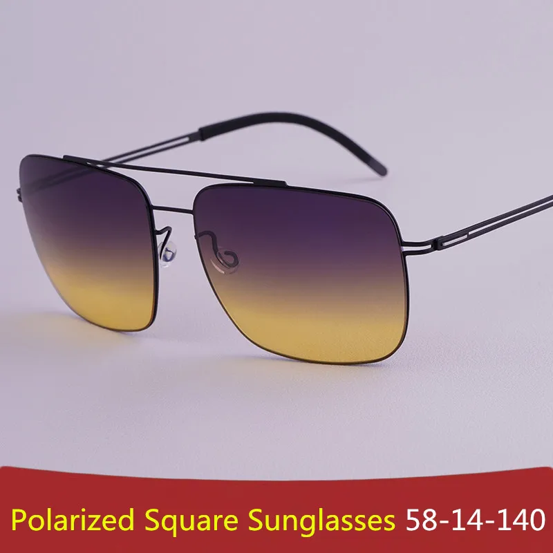

Поляризованные квадратные солнцезащитные очки для мужчин и женщин, с двойной оправой, увеличенные, ультралегкие, для активного отдыха и вождения, брендовые очки