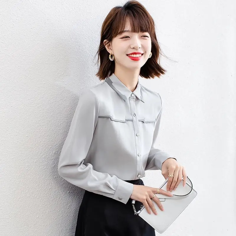 Chiffon Shirt Long Sleeved Women's Spring and Autumn New Autumn and Winter Shirt Base Small Shirt Fashionable Western-style Top