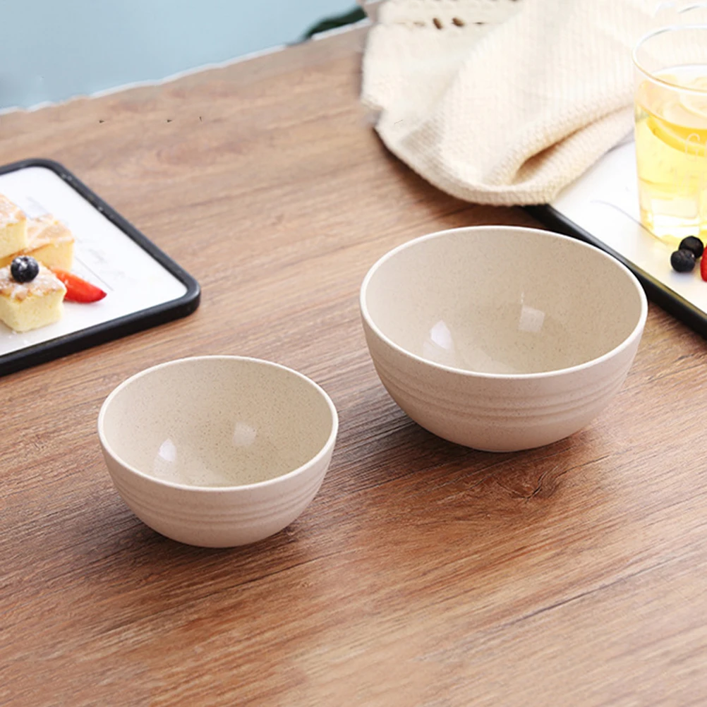 

4 pcs Wheat Straw Food Bowl Home Kitchen Dining Set Round Soup Porridge Bowl Household Restaurant Use 12Cm