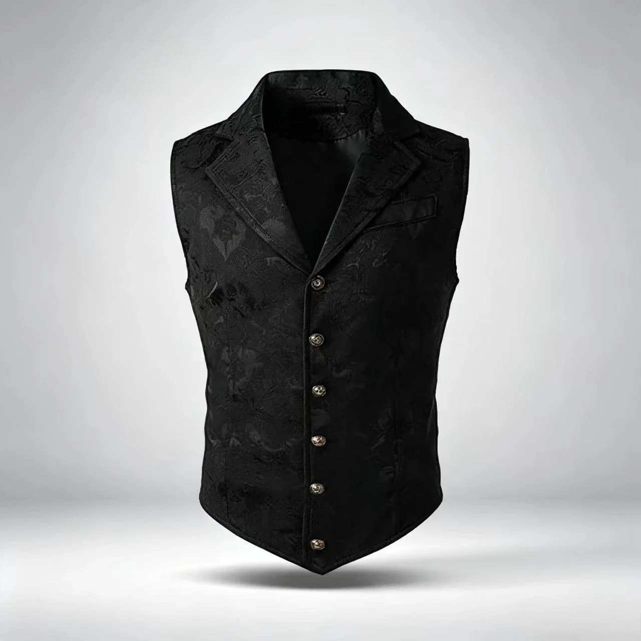Herren Slim Victorian Jacquard Weste mit Revers, einreihig, Gothic, formell, für Hochzeiten, Partys, Cosplay, Anzugweste, verschiedene Farben, Halloween – Detail 7